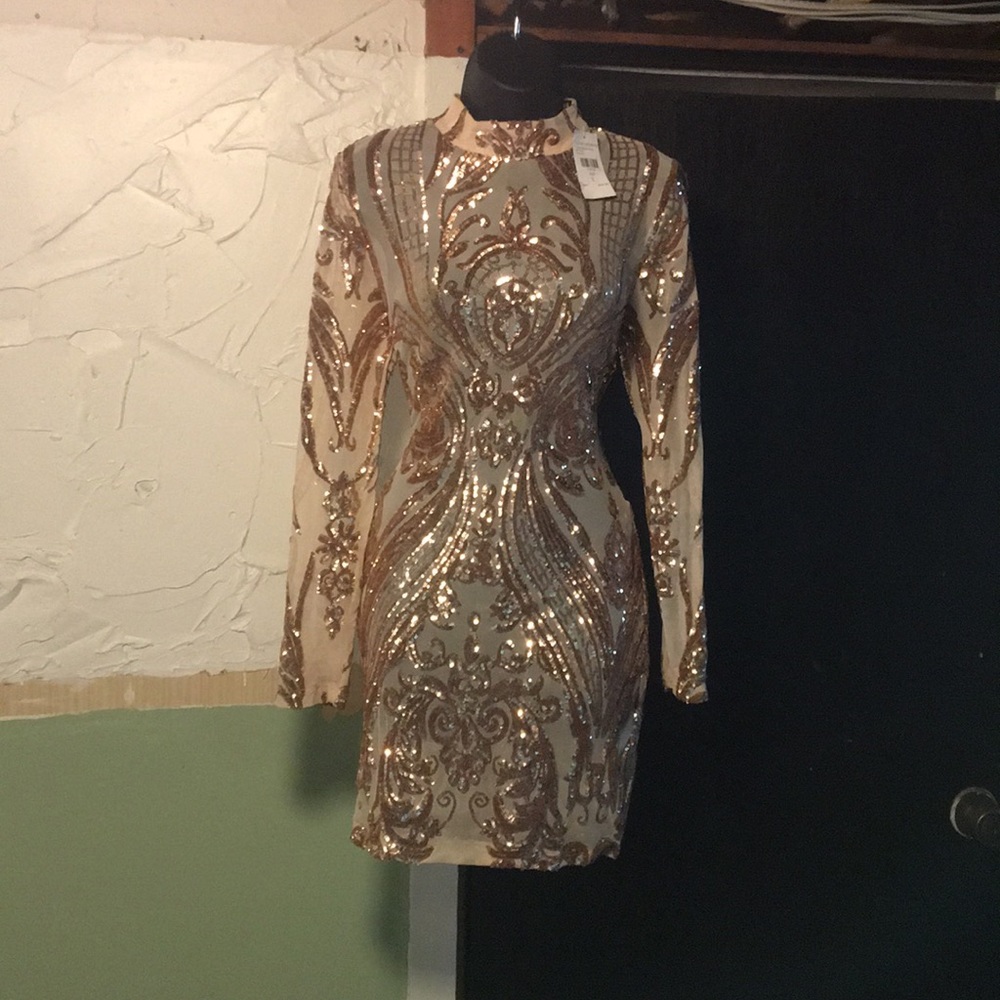 Fashion Nova rose pink sequined party dress